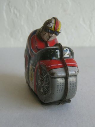 Vtg 1950 ' s TPS CHAMPION 12 MOTORCYCLE RACER TIN LITHO WIND - UP MADE IN JAPAN TOY 4