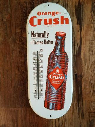 Vintage 1950s Orange Crush Soda Advertising Thermometer Sign No B925a Brown