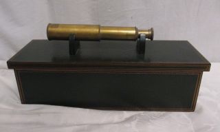 Sarreid,  Ltd.  Vintage Antique Golden Telescope With Green Wooden Box