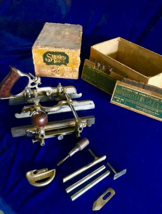 Vintage Stanley 45 Sweetheart Combination Plane,  2 Boxes Of Blades
