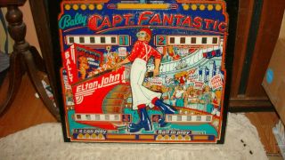 Captain Fantastic Bally Pinball Machine Back Glass Elton John Rare