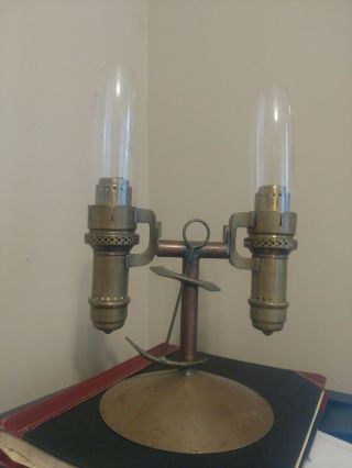 Vintage Lamp - The Safety Co.  - York - Brass & Glass With Ship 