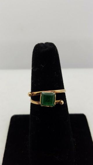 Vintage 14K Rose Gold Hand Made Emerald Ring 2