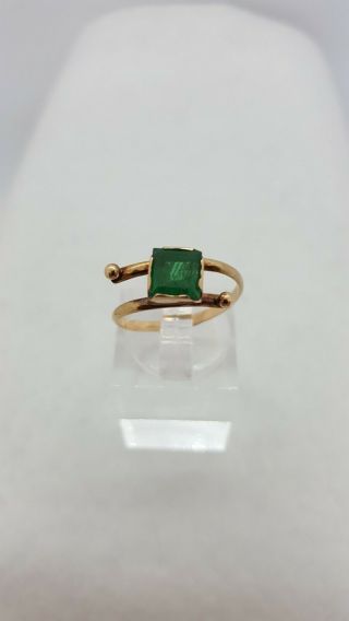 Vintage 14K Rose Gold Hand Made Emerald Ring 4