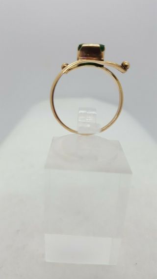 Vintage 14K Rose Gold Hand Made Emerald Ring 6