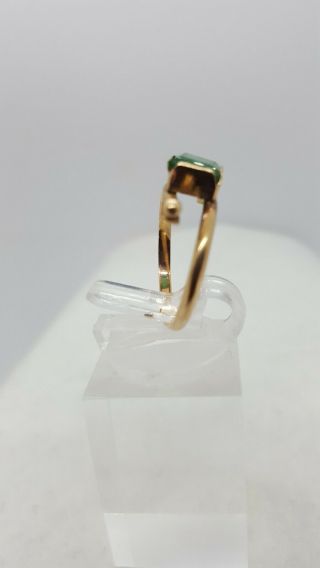 Vintage 14K Rose Gold Hand Made Emerald Ring 7