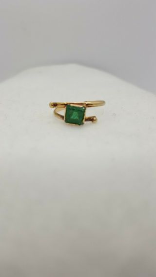Vintage 14K Rose Gold Hand Made Emerald Ring 8