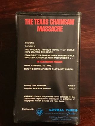 The Texas Chainsaw Massacre VHS Astral Video Rare Horror Big Clamshell Box HTF 2