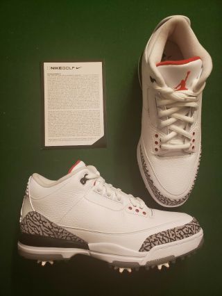 Nike Air Jordan Retro 3 Iii White Cement Golf Shoes Rare Limited Size 11