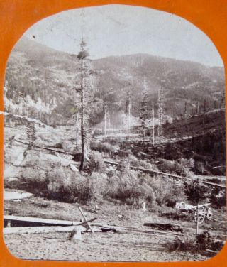 Head of Flume of Colorado S M Co.  BUTTE MT Stereoview T H RUTTER RARE Gold Rush 2