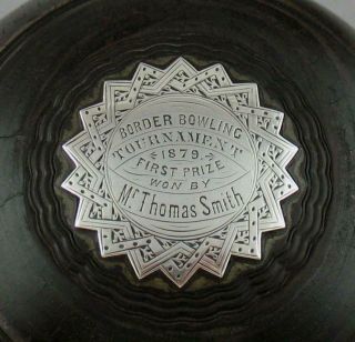 Pair Antique Victorian Silver & Lignum Vitae Lawn Bowls Scottish Borders 1879 6