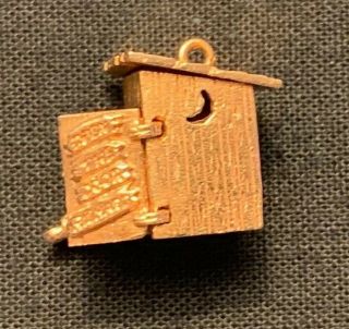 Vintage Moveable 14K Yellow Gold Outhouse Charm Titled “ Open The Door Richard” 8