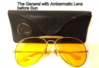 Vintage Bausch & Lomb Ray - Ban Aviator " The General ",  Ambermatic Lens,  As - Is