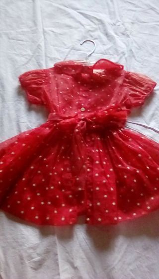 Vtg 50s 60s Toddler Girl Sheer Nylon Flocked Party Dress - Cinderella Size 4 Red
