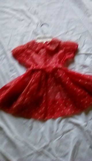 VTG 50s 60s Toddler Girl Sheer NYLON Flocked PARTY DRESS - Cinderella Size 4 Red 3