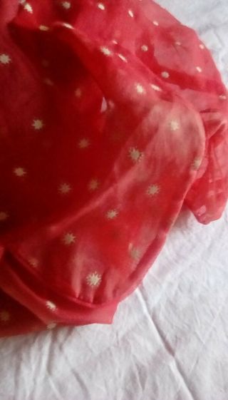 VTG 50s 60s Toddler Girl Sheer NYLON Flocked PARTY DRESS - Cinderella Size 4 Red 7