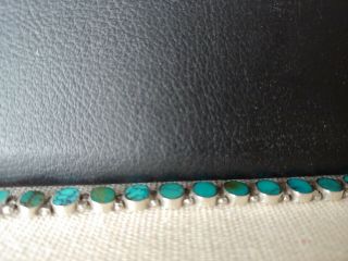 Vintage STERLING SILVER TURQUOISE Inlay LINK BRACELET 950 Sterling 7