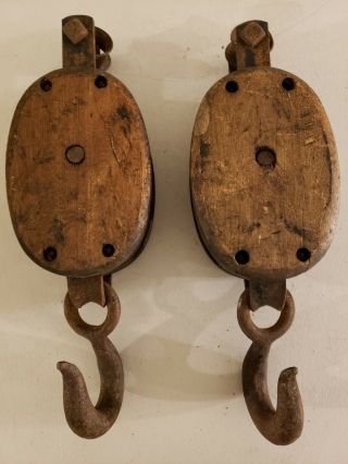 Antique Boat Ship Maritime Block & Tackle Pulleys
