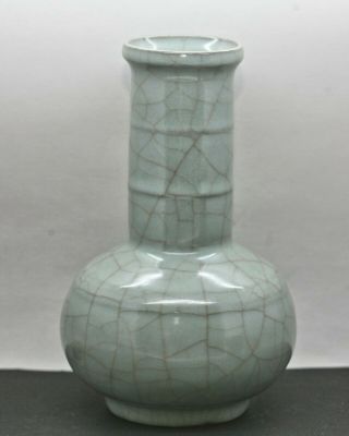 Very Fine Antique Chinese Guan Yao 官窑 Crackle Glaze Ceramic Bottle Vase C1894