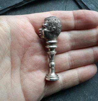 Antique Victorian Solid Silver Black African Pipe Tamper Af