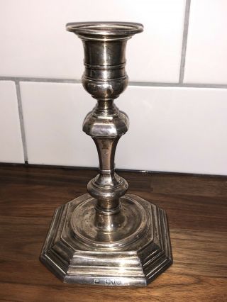 Antique Solid Silver Candlestick On Octagonal Base - 1895 Thomas Bradbury London