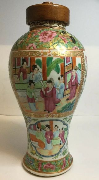 Fine 19th Century Antique Chinese Qing Canton Famille Rose Vase,  Hand Painted