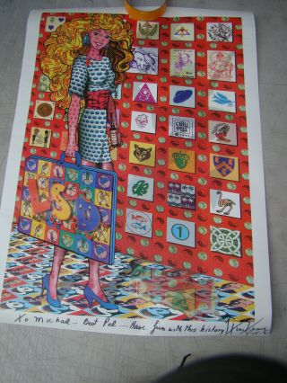 Rare Lsd Barbie Poster By Mark Mcloud Signed By Timothy Leary Vintage