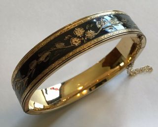 Vintage Victorian 10k Gold Filled & Enameled Hinged Bracelet R5