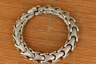 100 Solid S925 Silver Hand Carving Snake Statue Bracelet Friend Cool Gift