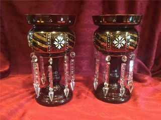 Antique Victorian Ruby Mantle Lustre Luster Pair