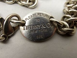Auth Tiffany & Co.  Sterling Silver Oval Tag Necklace Please Return To York 2