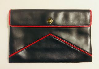 Vintage Old Gucci Clutch - Black Leather Clutch Hand Bag