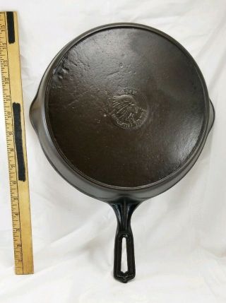 Vintage Wapak Hollow Ware Indian Head 9 Cast Iron Skillet Seasoned