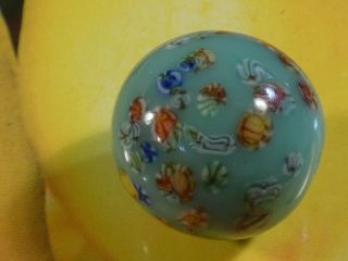 VINTAGE JAPANESE MILLEFIORI AQUA GLASS BEAD LARGE AND SIZE 15.  5 MM MONSTER TOPS 4
