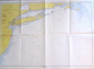 Vintage Nautical Chart Map N.  Y.  Long Island Nantucket Shoals To Five Fathom Bank