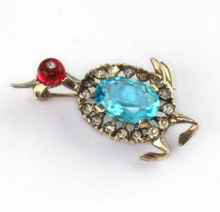 VTG 1948 Trifari Alfred Philippe Sterling Silver Faceted Jelly Belly Duck Brooch 2