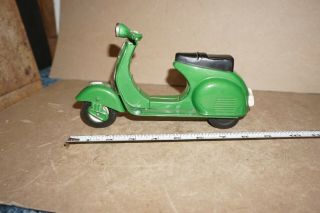 Vintage Bandai Vespa Motorcycle Bike Tin Lithographed Friction Toy Green Color