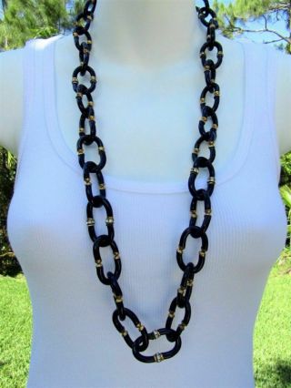 Vintage Archimede Seguso For Chanel Cobalt Blue Glass Chain Link Necklace