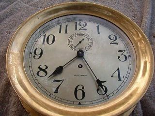 Waltham Large Dial Ship ' s Marine Wardroom or Nautical Clock 8