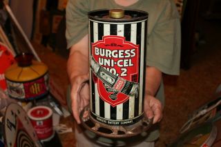 Rare Vintage C.  1920 Burgess Battery Batteries Gas Oil Metal Display Sign