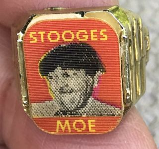 Vintage Moe Three Stooges Flicker Toy Premium Ring - 1950’s Gumball