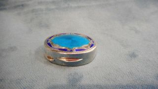 Vintage Italian Sterling Silver & Enamel Pill Snuff Box S33919