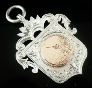 Rare Silver Gold Pocket Watch Fob Medal,  Glass Ball Shooting 1901,  William Adams