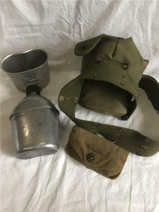 1944 U.  S.  G.  P.  F.  Co Metal Canteen 1965 Cup 1957 Canvas Cover Belt & Pouch Wwii