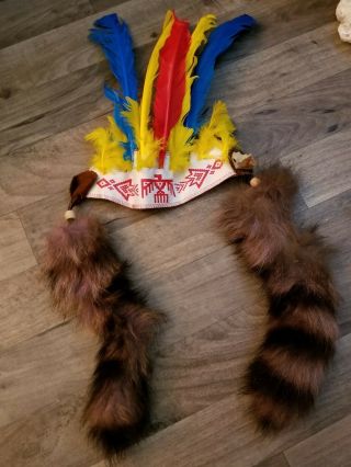 Vintage Childs Souvenir Play Indian Headdress Native American - Cherokee Qualla