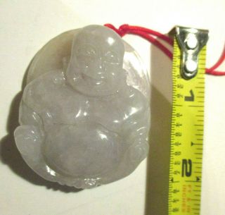 Antique / Vintage Translucent Hand - Carved White Jade Buddha Amulet Pendant