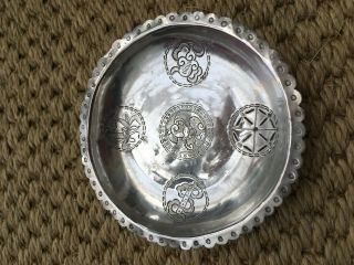 A Lovely Antique Chinese Solid Silver Dish With Symbols Back Signed,  Swastika