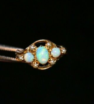 Antique Victorian White Wile Warner 14k Gold Opal Pearl Cluster Ring