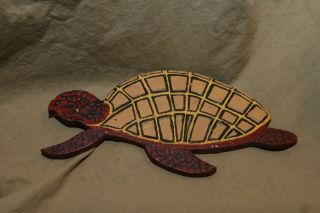 Primitive Vintage Antique Folk Art Hand Made Wood Cut Out Hand Painted Turtle