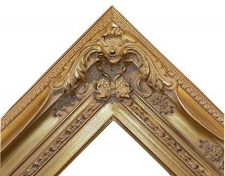 4.  5 " Wide Antique Premium Gold Leaf Ornate Oil Painting Wood Picture Frame 780g